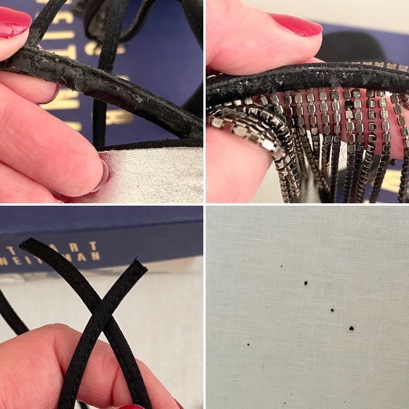 Stuart Weitzman Streamlines Womens Strappy Heels sz 8 Shoes w/Rhinestone Tassels - Picture 15 of 16